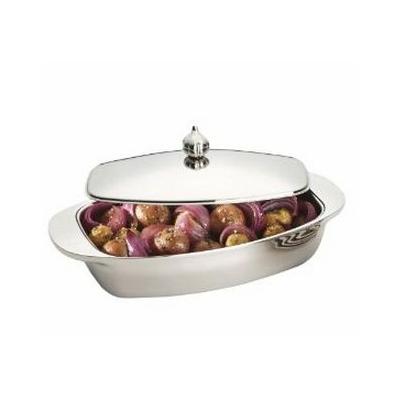 Prestige 50944 Polished Stainless Steel Covered Oval Insulated Serving Dish - 2.3 Litre