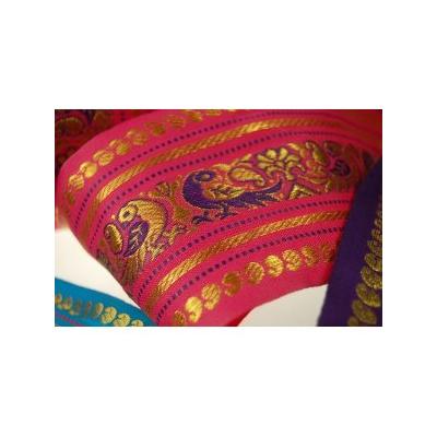 Peacock Design Indian Ribbon 1 reels - Cerise