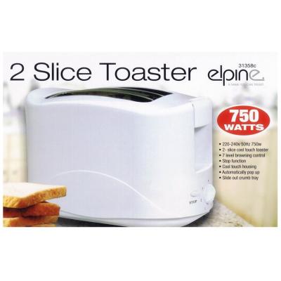 Cool Touch Elpine 2 Slice Toaster 750W Perfect For Home Office Students Gift BNIB WHITE 31358C