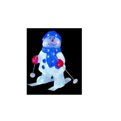 Premier 40Cm Acrylic Snowman on Skies with 48 LED 