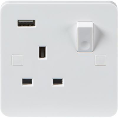 Selectric Square One Gang Switched with USB Port White 13A SQ-USB-1 Selectric Square One Gang Switched with USB Port White 13A SQ-USB-1
