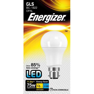 Energizer Energy Saver Non-Dimmable GLS BC B22 Opal LED Bulb Daylight 11.6W S9425