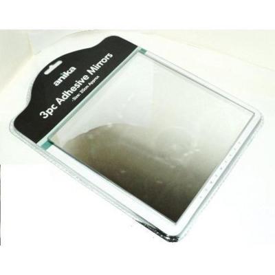 Anika Adhesive Square Mirrors Clear Large 20cm Pack of 3 