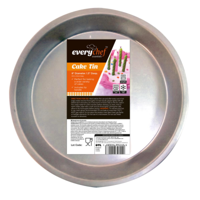 Everychef Essentials Stainless Steel Round Cake Baking Tin Silver Grey 20.3 cm Diameter X 3.5 cm Depth 182121