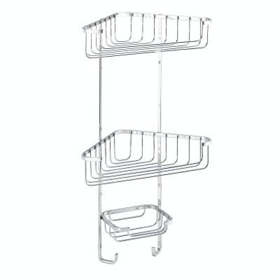 Croydex Chrome Plated Steel 3 Tier Corner Basket Metallic Silver H 490 x W 275 x D 165mm 