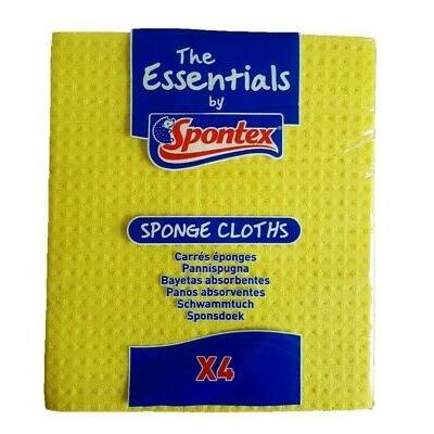 Spontex The Essentials Cleaning Sponge Cloth Yellow 4Pk 34000076 Spontex The Essentials Cleaning Sponge Cloth Yellow 4Pk 34000076
