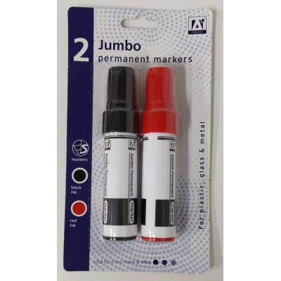 Anker Stationery Jumbo Permanent Markers Red and Black Pack of 2 REPM/1