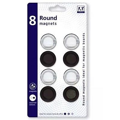 Anker Stationery Round Magnets Black and White Pack of 8 RMAG/1