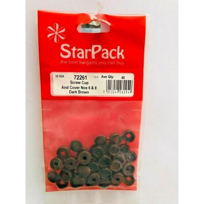 Star Pack Screw Cup And Cover No 6 And 8 Brown Pack of 30 72261