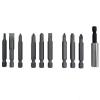 Amtech Power Bit Set Metallic Silver Pack of 10 L2500 | Assortment of Pozi - Phillips and Slotted Bits | Durable Chrome Vanadium Steel Bits