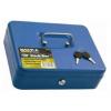 Blackspur Metal Cash Box with Handle Lock and Keys Blue 10-Inch | Solid Steel Construction | Removable Tray For Coins