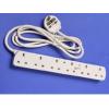 Selectric Six Gang Anti Surge Extension Lead White 2Mtr 13A 9568-132M-AS