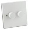 JoJo Two Gang Two Way Push On Off Dimmer Switch White 86mm x 86mm 400063