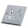 Select Ric One Gang Double Pole Insert Socket Outlet Polished Chrome White DSL321
