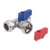 Washing Machine Tee Valve With Handles Red and Blue 15mm x 0.75-Inch 45049