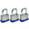 Sterling Laminated Steel Double-Locking Coloured Bumper Padlocks Chrome Finish 3Pk 40mm PHLPL443