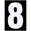 Numeric Characters Stick-On Number Eight Medium White 75mm 42315