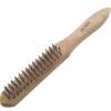 Amtech 4 Row Wire Brush With Wooden Handle Brown S3400 | Heavy Duty