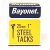Bayonet Heavy Duty Blued Steel Fine Cut Tacks Metallic Grey 25mm 1-Inch 40g 10210 