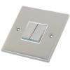 Selectric Two Gang Two Way Satin Chrome Switch With White Insert 86mm x 86mm x 5mm DSL102