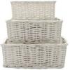 JVL White Willow Rectangular Storage Basket - Set of 3