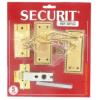 Securit Georgian Brass Plated Internal Scroll Latch Handle Door Pack With Hinges DP7101 